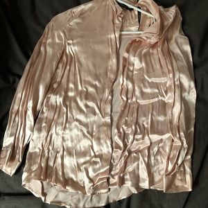 Zara blush pink silk button up